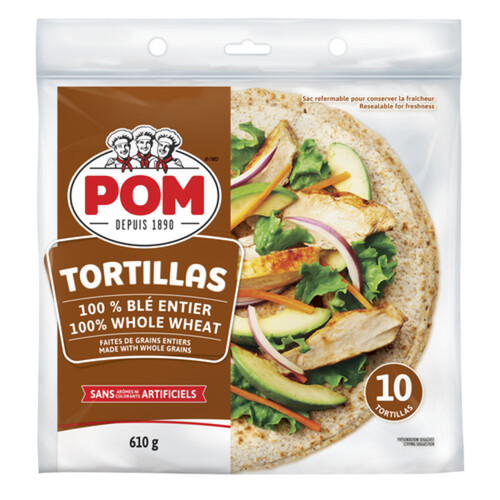 POM Tortillas Whole Wheat 10-Inch 610 g