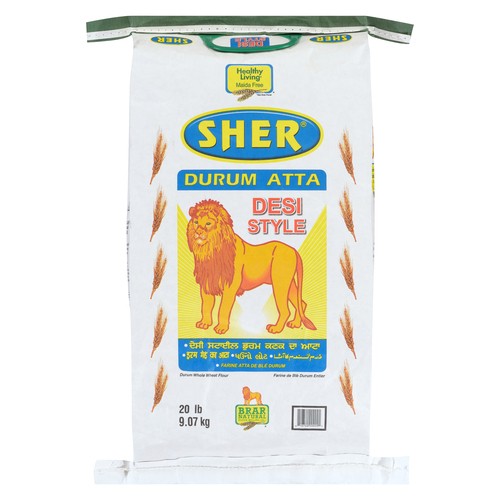 Sher Whole Wheat Flour Durum Atta Desi Style 9.07 kg