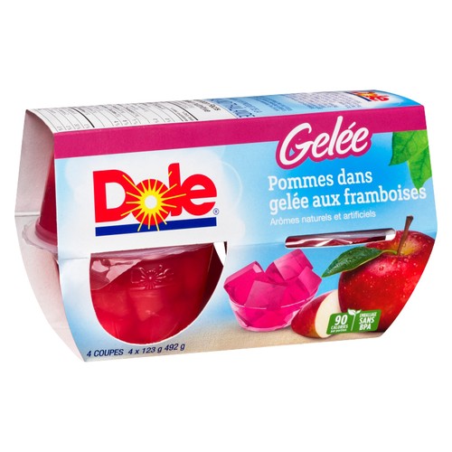 Dole Fruit Cups Apples In Raspberry Gel 4 x 123 g