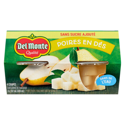 Del Monte Diced Pears In Water 4 x 107 ml