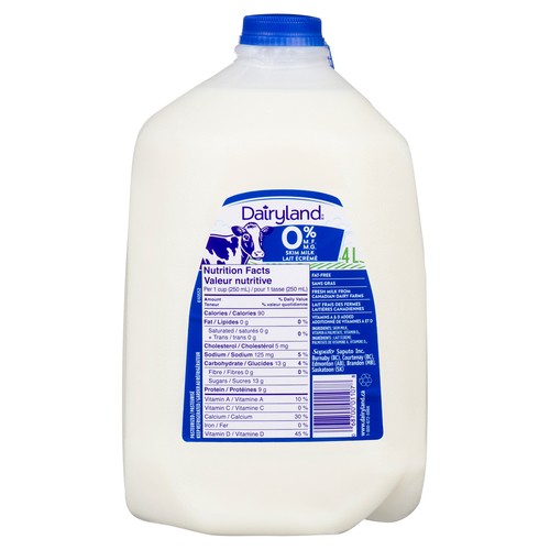Dairyland Plus 0% Milk Jug Skim 4 L - Voilà Online Groceries & Offers