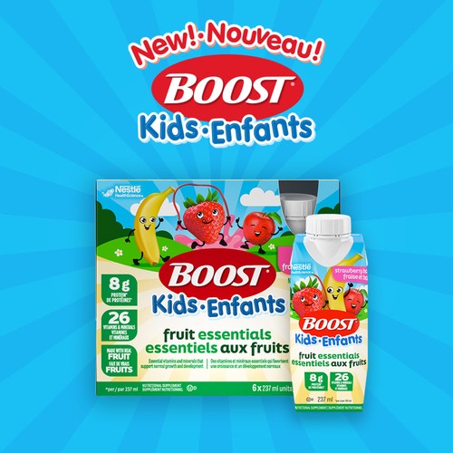 Boost Kids Nutritional Supplement Essential Fruit Blend Strawberry Banana 6 x 237 ml