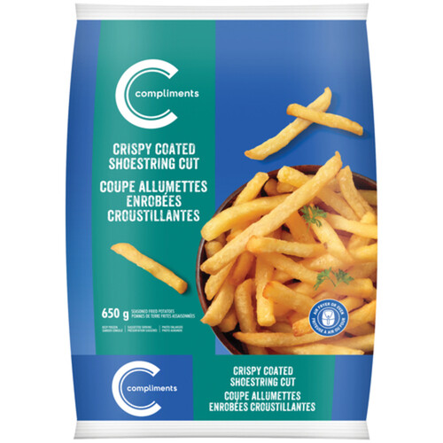 Compliments Frozen French Fries Crispy Coated Shoestring Cut 650 g