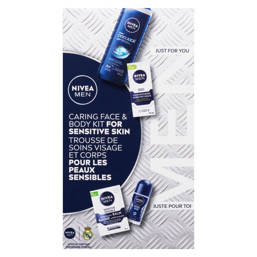 Nivea Men 2023 Holiday Gift Pack Caring Face & Body Kit 4 Pack 1 Count