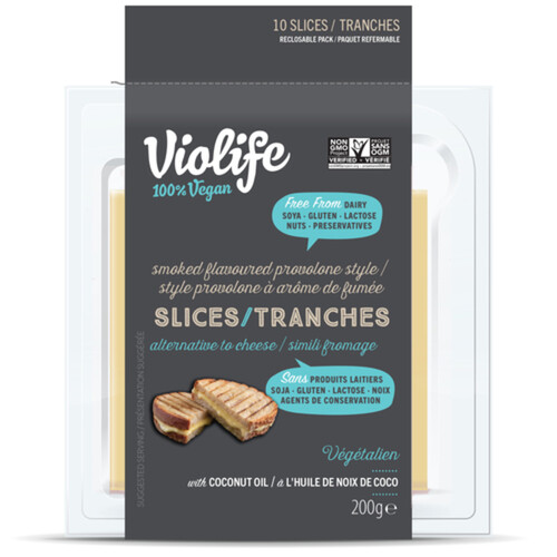 Violife Vegan Sliced Cheese Smoke Flavoured Provolone Style 10 Slices 200 g