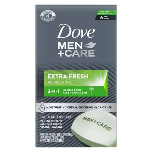 Dove Men+Care Hand & Body Face & Shave Bar Soap Extra Fresh 6 x 106 g