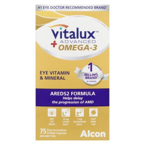 Vitalux Advanced + Omega-3 Eye Vitamin & Mineral 75 Softgel Capsules 