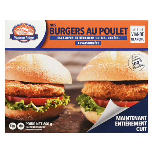 Watson Ridge Frozen Chicken Burger Breaded Fully Cooked 800 g