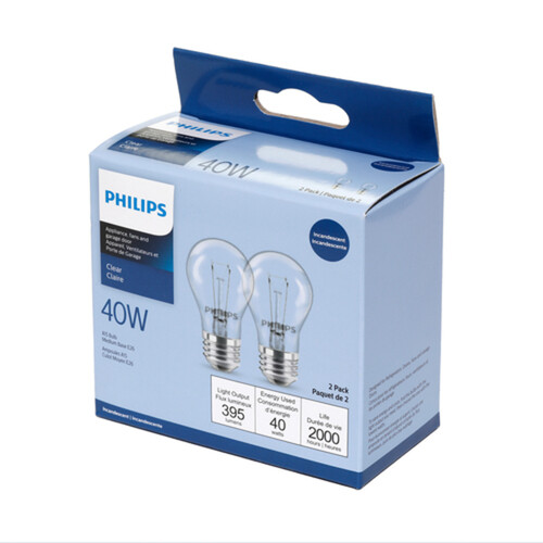 Philips Light Bulbs 40W A15 Medium Base Clear Appliance 2 EA