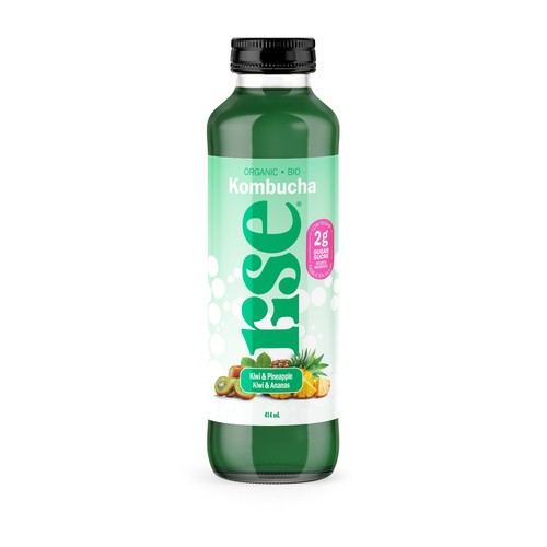 Rise Organic Kombucha Kiwi & Pineapple 414 ml (bottle)