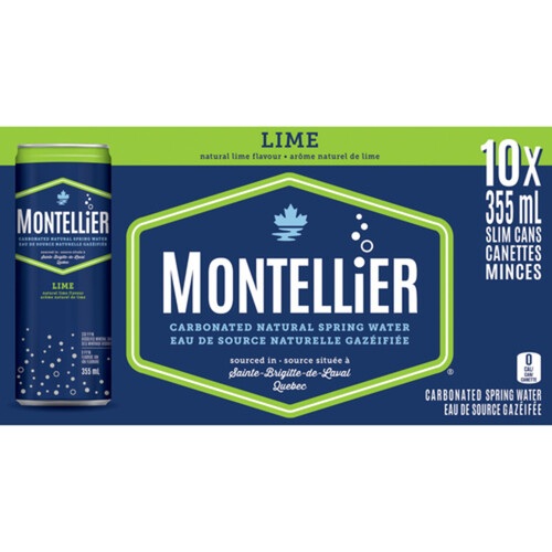 Montellier Carbonated Natural Spring Water Lime 10 x 355 ml (cans)