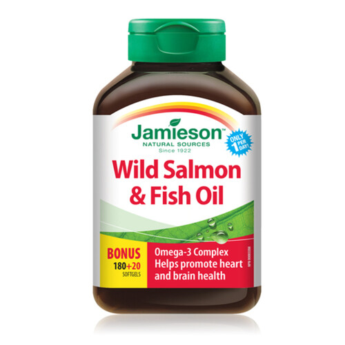 Jamieson Omega-3 Complex Wild Salmon & Fish Oil Softgels 200 Count