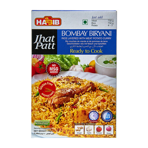 Habib Bombay Biryani Recipe Mix Layered With Meat Potato Curry 70 g