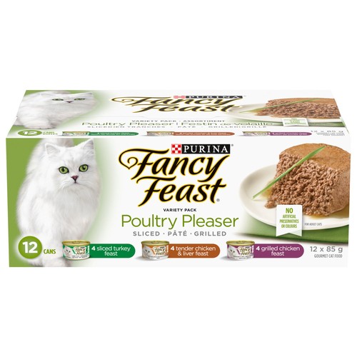 Purina Fancy Feast Wet Cat Food Poultry Pleaser Variety Pack 12 x 85 g