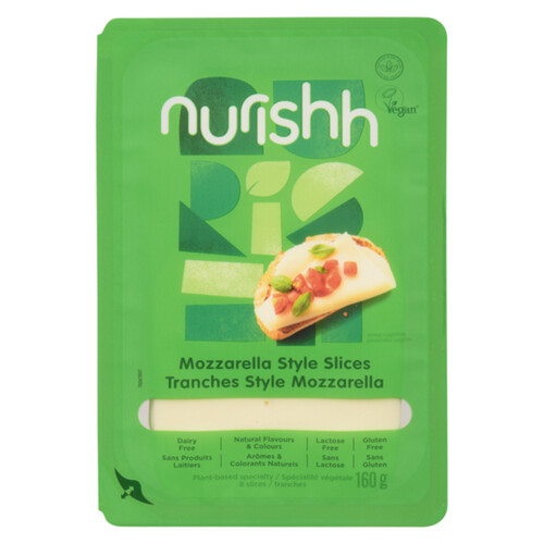 Nurishh Dairy-Free Sliced Cheese Substitute Mozzarella Style 8 Slices 160 g