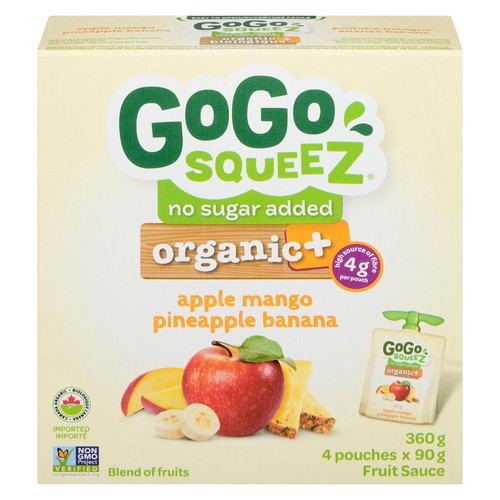 Gogo Squeez Organic Sauce Apple Mango Pineapple Banana 4 x 90 g
