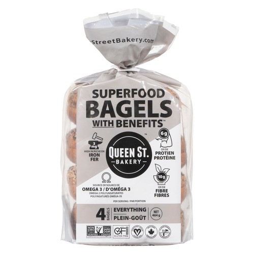 Queen St. Bakery Superfood Frozen Bagels Everything 4 x 116 g