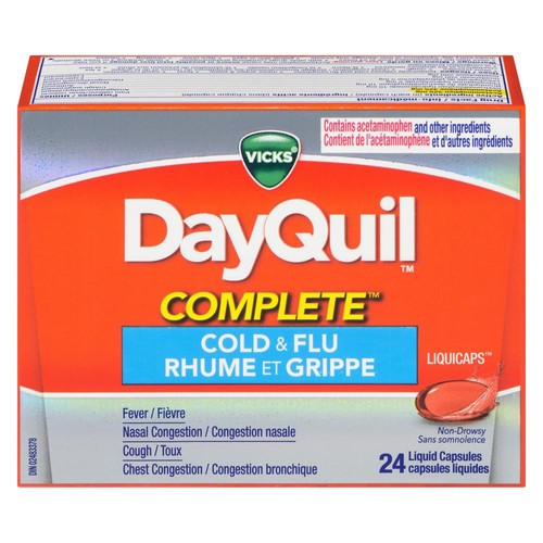 Vicks DayQuil Complete Cold & Flu 24 Liquid Capsules 
