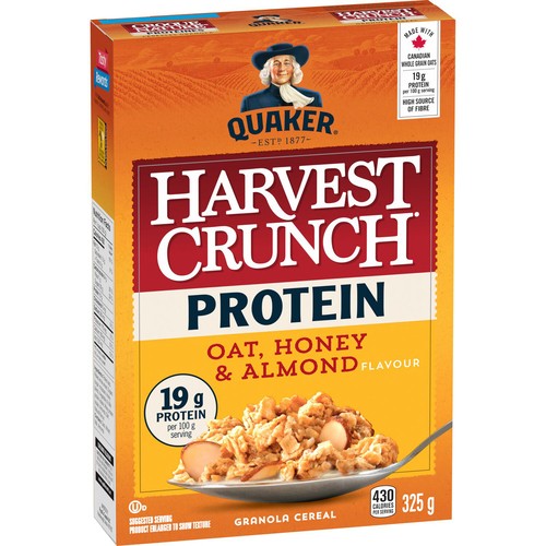 Quaker Harvest Crunch Protein Cereal Oat Honey & Almond 325 g