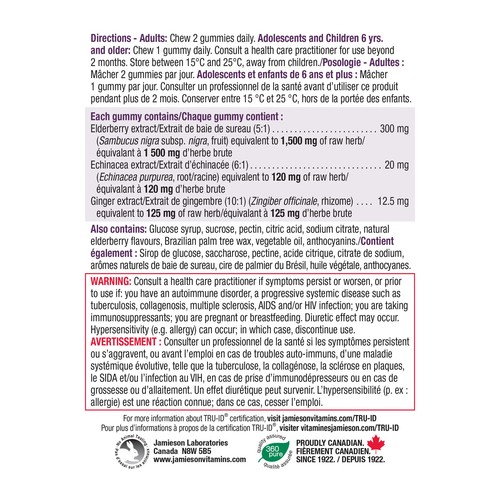Jamieson Elderberry Cold & Flu Gummies With Echinacea And Ginger 60 Count