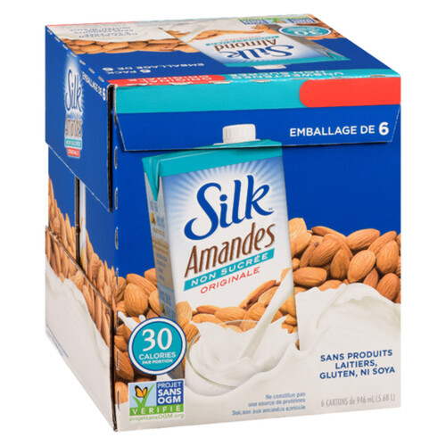 Silk Almond Unsweetened Beverage 6 x 946 ml