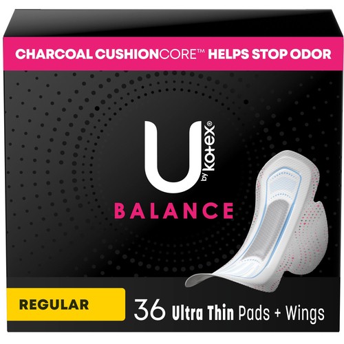 U by Kotex Balance Ultra Thin Pads Regular With Wings 36 Count