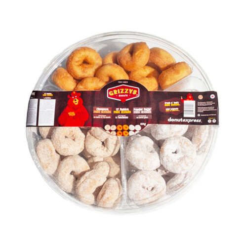 Grizzys Mini Donuts Tri-Pack Ol' Fashion Powder & Cinnamon 600 g (frozen)