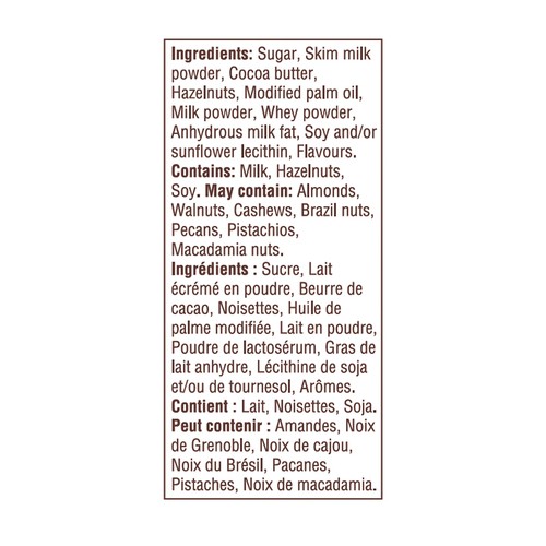 Ferrero Canada Tablet Bar White Chocolate Hazelnut 90 g