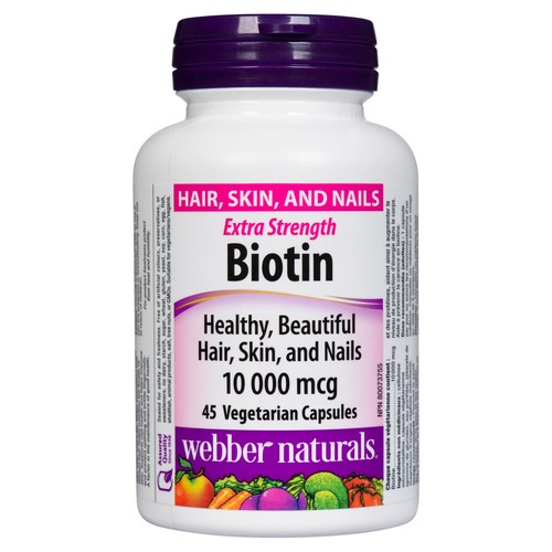 Webber Naturals Supplement Biotin 10000 mcg 45 Vegetarian Capsules