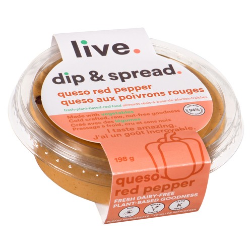 Live Organic Food Dairy-Free Dip & Spread Queso Red Pepper 198 g