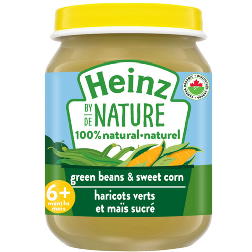 Heinz by Nature Natural Baby Food Organic Green Beans & Sweet Corn Purée 128 ml