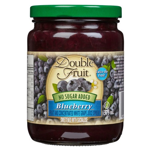 Double Fruit Sugar Free Jam Blueberry 375 ml