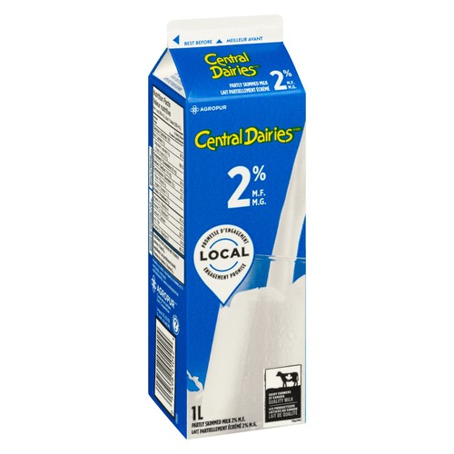 Central Dairies 2% Milk Partly Skimmed  1 L