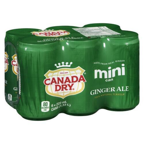 Canada Dry Mini Soft Drink Ginger Ale 6 x 222 ml (cans)