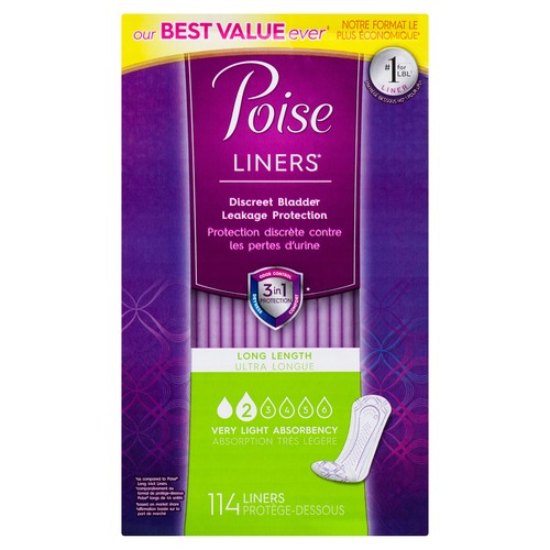 Poise Incontinence Liners Long 114 Count
