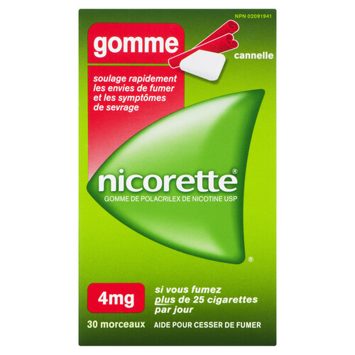 Nicorette Cinnamon Gum 4mg 30 Pieces