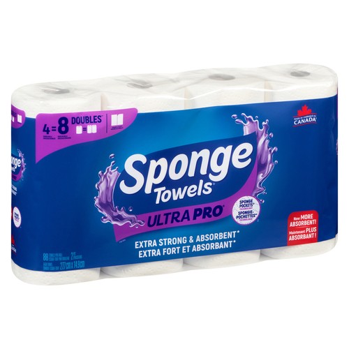 Sponge Towels Paper Towel Ultra Pro 2-Ply 4 Double Rolls x 88 Sheets