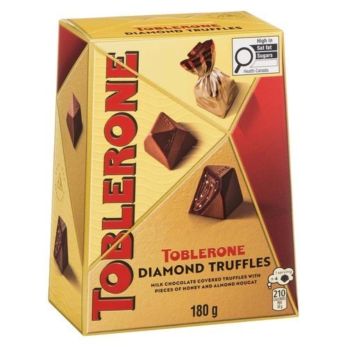 Toblerone Milk Chocolate Covered Truffles with Pieces of Honey and Almond Nougat Diamond Truffles 180 g