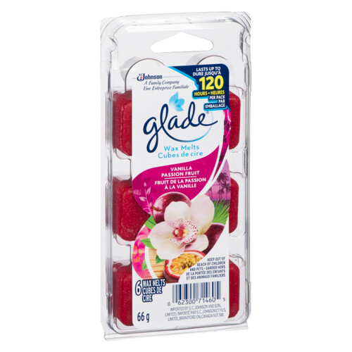 Glade Wax Melt Refills Air Freshener Vanilla Passionfruit 6 Melts 66 g