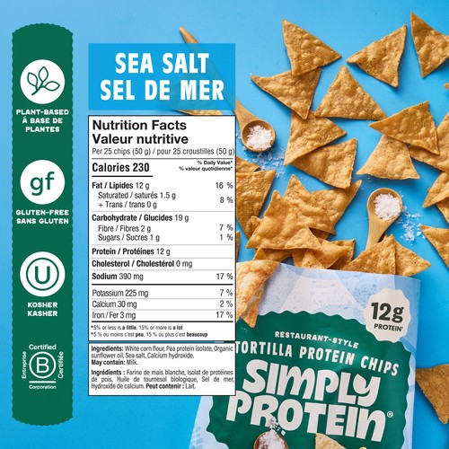 SimplyProtein Tortilla Protein Chips Sea Salt 130 g