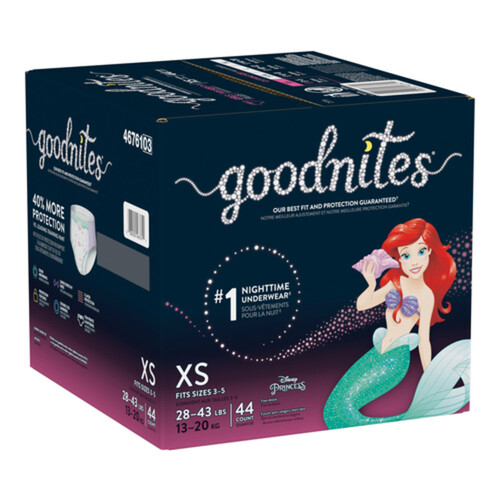 Goodnites Girls Nighttime Underwear Size XS (28-43 lbs) 44 Count - Voilà  Online Groceries & Offers