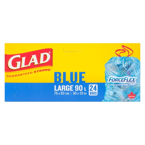 Glad ForceFlex Recycling Bags Blue Large 90 L 24 Bags