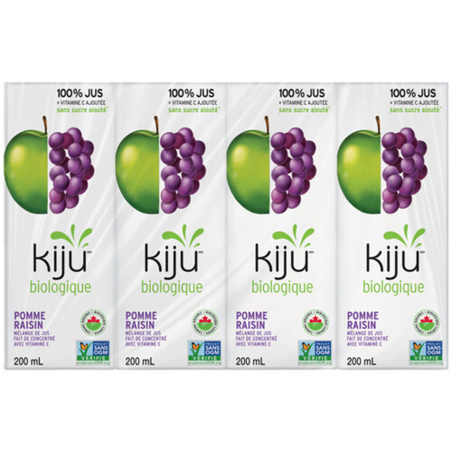 Kiju Organic Fruit Juice Apple Grape 4 x 200 ml