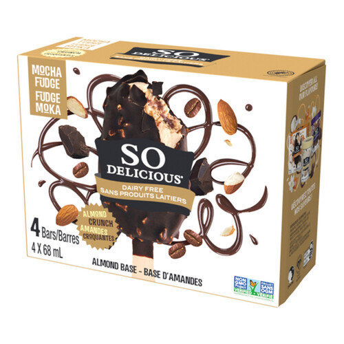 So Delicious Dairy-Free Almond-Based Frozen Dessert Bars Mocha Fudge 4 x 68 ml