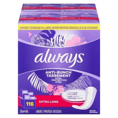 Always Panty Liners Extra Protection Extra Long 116 Count