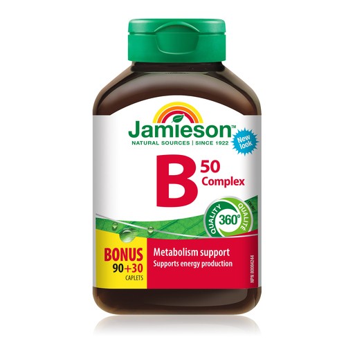 Jamieson Vitamin B Complex 50 mg Supplement Caplets 120 Count