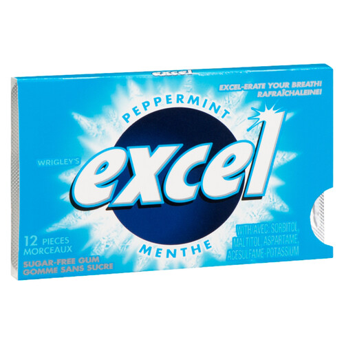 Excel Sugar Free Gum Peppermint 12 Pieces EA