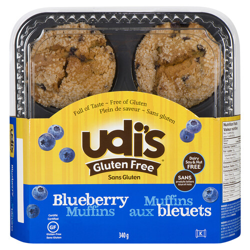 Udi's Gluten-Free Blueberry Muffins 4 Pack 340 g (frozen)