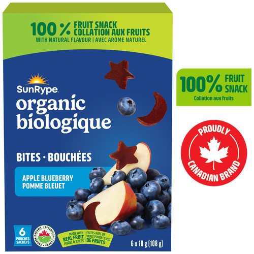 SunRype Organic Fruit Bites Apple Blueberry 6 x 18 g