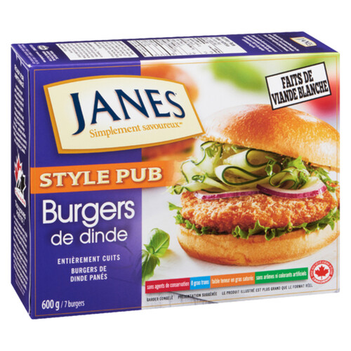 Janes Pub Style Fully Cooked Frozen Turkey Burger 600 g